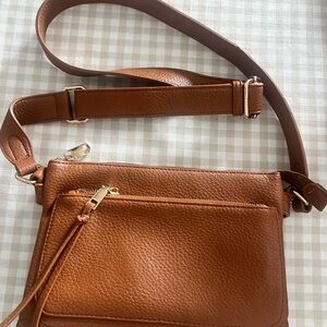 Tan Vegan Leather Crossbody Bag